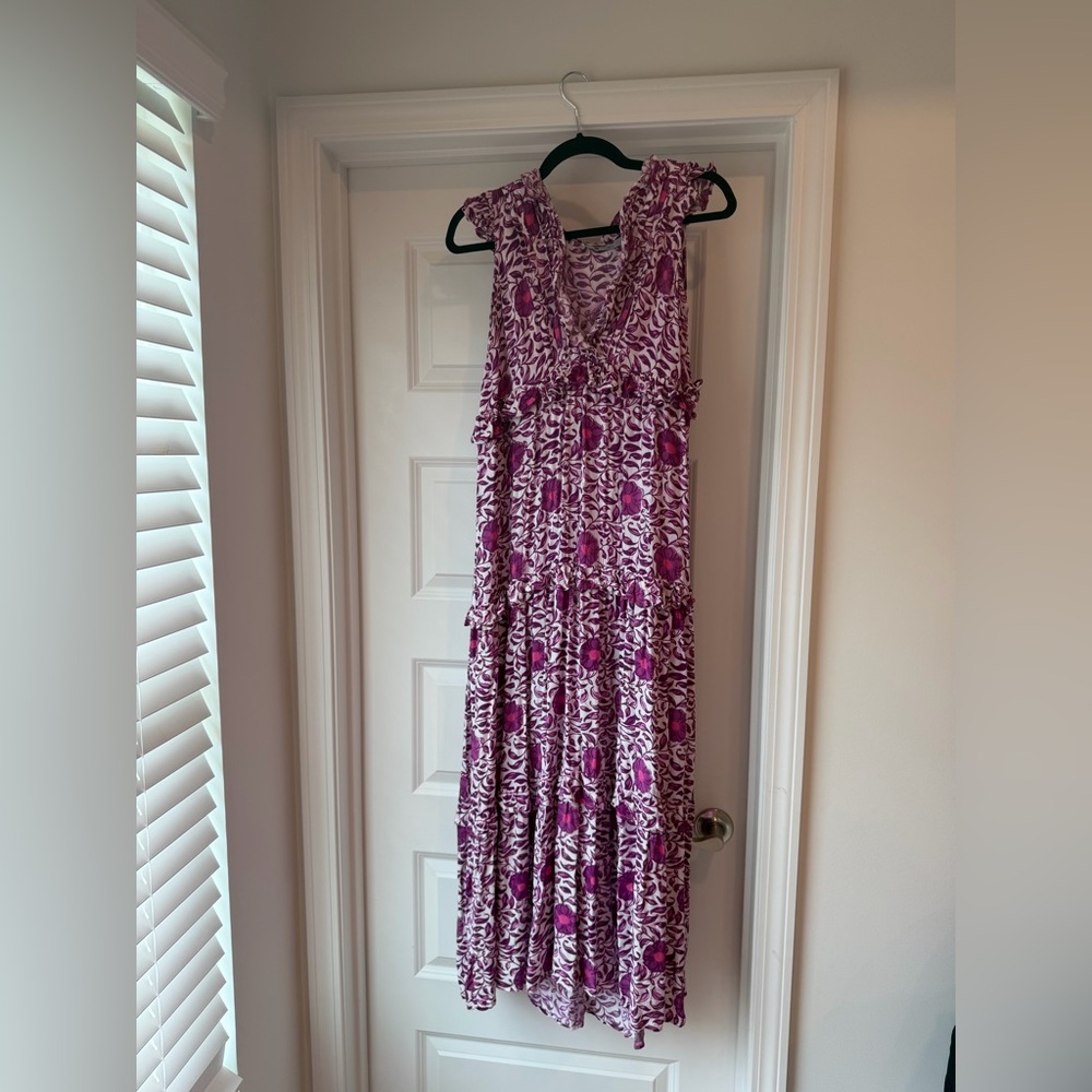 BINDU Kassandra maxi purple and white dress - Picture 2 of 6